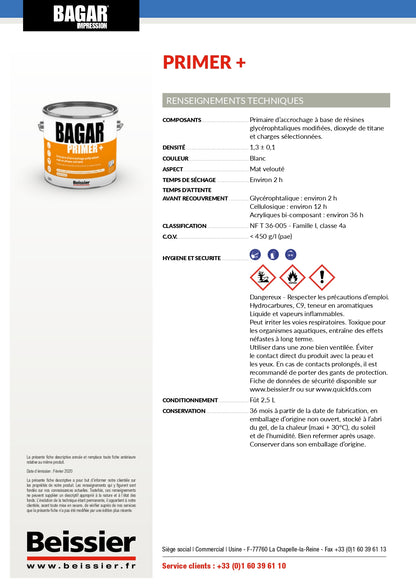 Bagar Primer+ Tous Support 2,5L